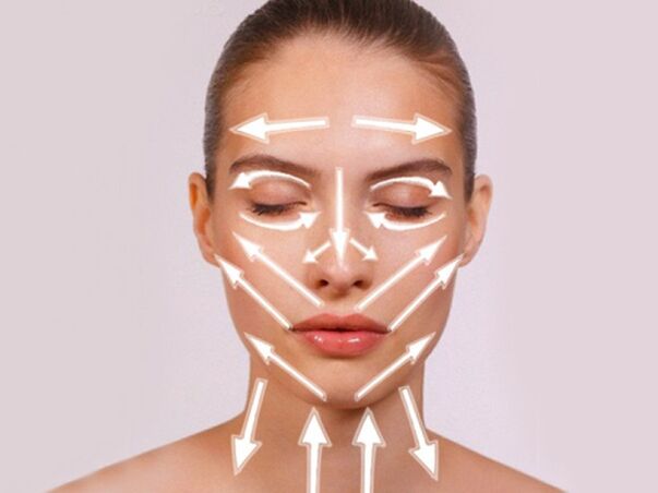 Línea de masaje facial para el rejuvenecimiento de la piel